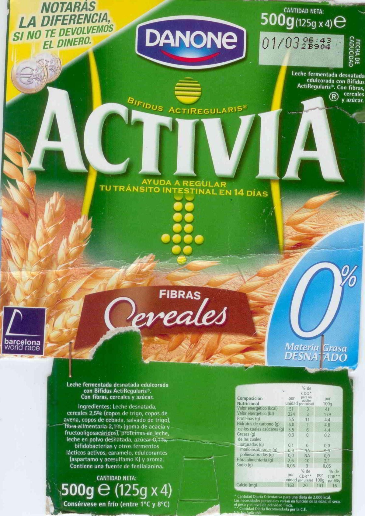 Yogur Activia Cereales