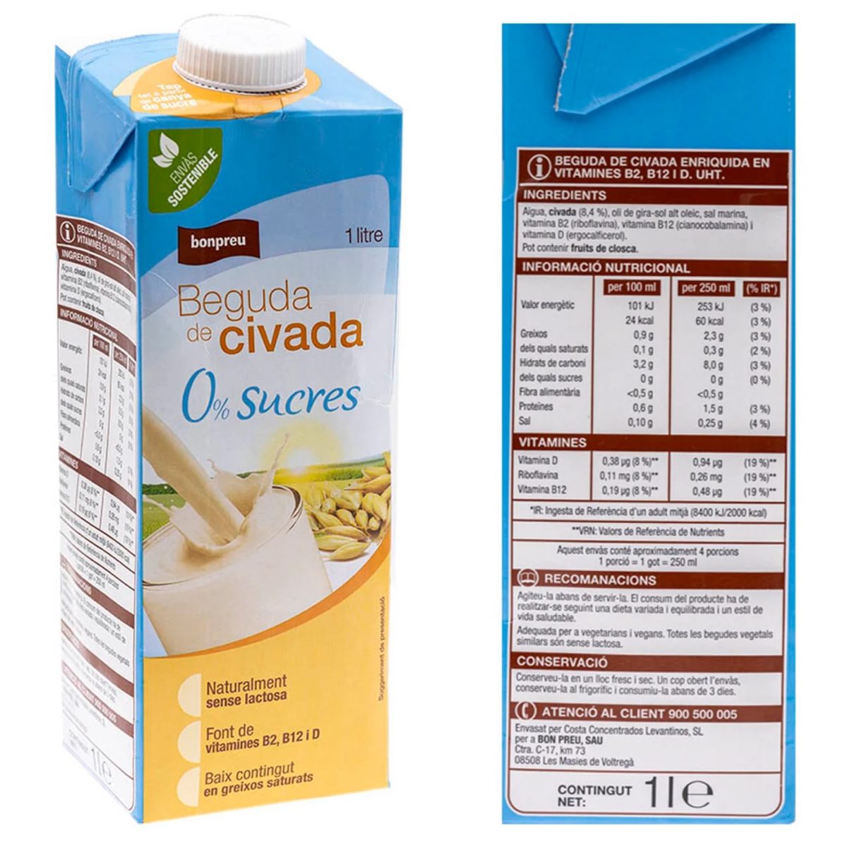 Bebida de avena. Bonpreu